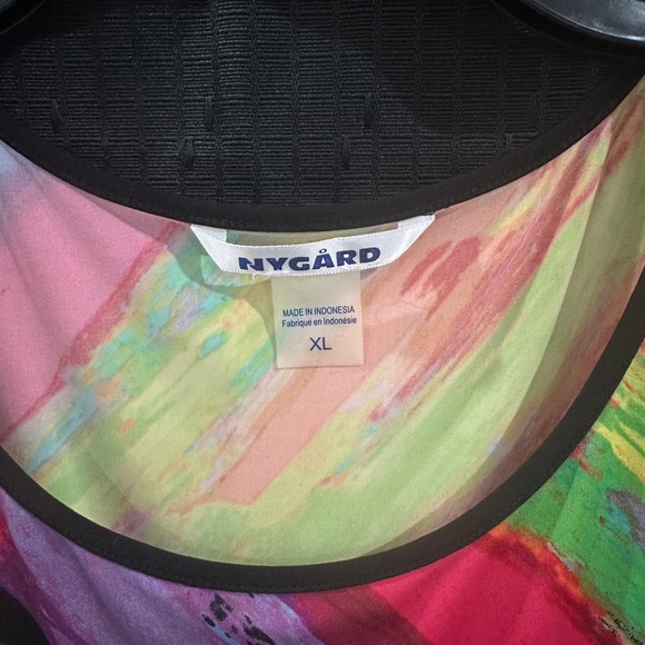 Peter Nygard Multicolor Abstract Stripe Tunic Top 3/4 Sleeve Artistic Blouse XL - Picture 2 of 3